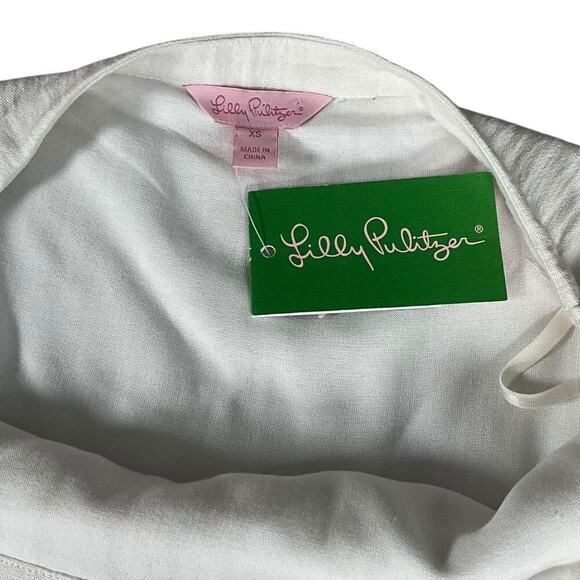 Lilly Pulitzer Adira Dress White New With Tag Fringe Botton Off the Shoulder XS - Picture 5 of 10